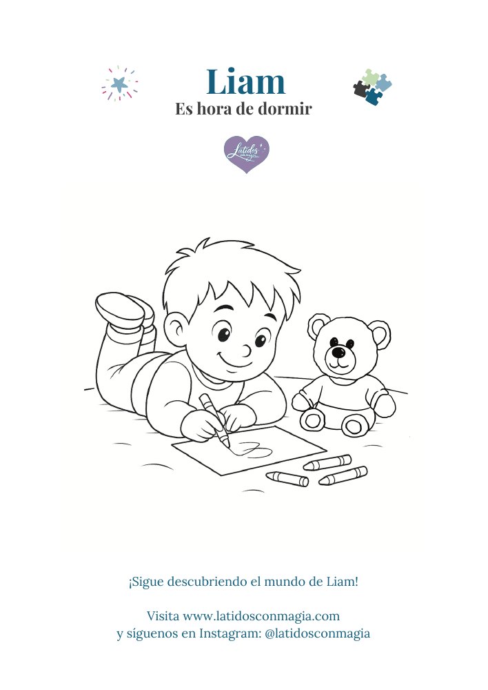 Vista previa de los pintables de Liam, es hora de dormir